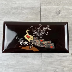 Japanese Black Lacquer Ware Wood Orgel Music Jewelry Box Mirrored Sakura Sakura - Picture 1 of 12