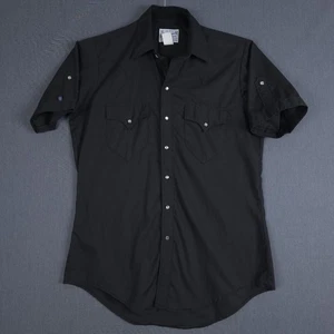 Rockmount Ranch Wear Western Pearl Snap Mens Medium 15.5 Black Short Sleeve USA - Picture 1 of 9