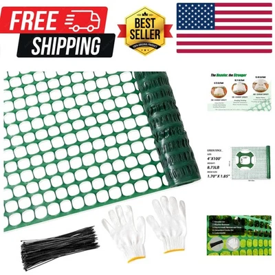 Plastic Mesh Fence Safety Fence, 4'x100' Roll with 100 Zip Ties, Resuable Tem... - Image 1 of 4