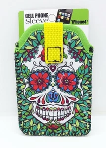 GetCharged Sugar Skull Design Neoprene Cell Phone Sleeve For iPhone 4 - Picture 1 of 2