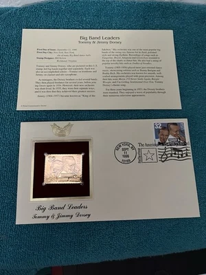 Réplica de sello de oro de 22 kt edición primer día 1996 Dorsey Brothers nuestro SC287 ENVÍO GRATUITO Foto 1 de 3