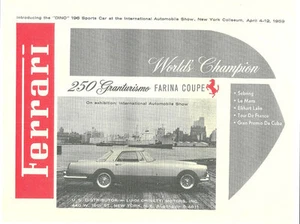 Vintage & Rare 1959 Ferrari 250 Granturismo Farina Ad Better Than Original Print - Picture 1 of 1
