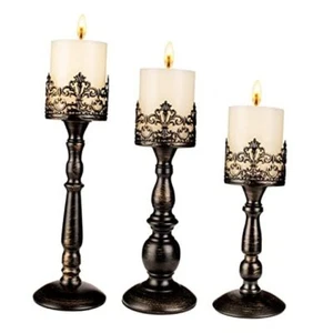 Vintage Candle Holder for Table Centerpiece Gothic Candle Distressed Black - Picture 1 of 7