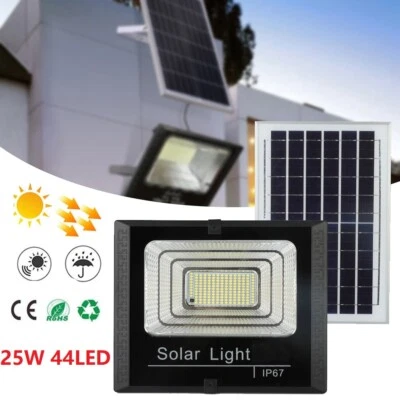 25W LED Solar Floodlight Panel Street Lights Outdoor Yard Waterproof With Remote - Image 1 of 4