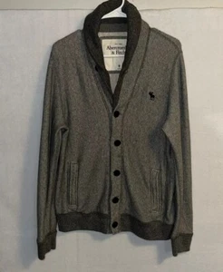 Abercrombie & Fitch Cardigan Sweater Mens Medium Gray Vintage Grandpa Old Money - Picture 1 of 10
