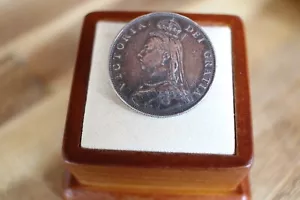 Moneda Doble Florín de Plata Reina Victoria Genuina 1887, VF Pin Inglés Victoriano - Imagen 1 de 12