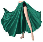 Women Satin Hunter Green Full Circle Skirt One Side Slit Skirt Tribal Dance S93