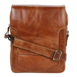 Bolso bandolera/cruzado STARHIDE unisex de cuero curtido al aceite con apertura abatible - Imagen 1 de 8