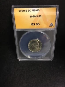 1969-S JEFFERSON NICKEL ANACS MS65 - Picture 1 of 5