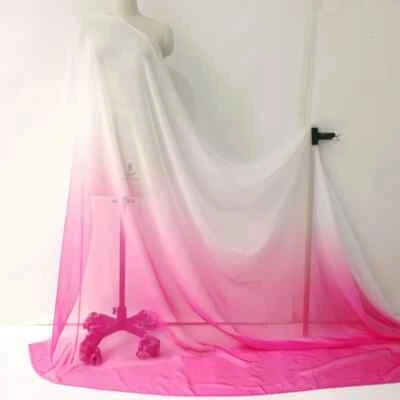 58'' Wide By Yards 2 Tone Ombre Chiffon Fabric Stage Wedding Material Gradient  - Image 1 of 4