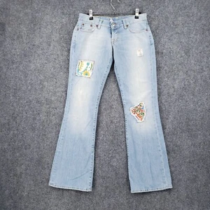 VINTAGE Lucky Brand Jeans Women 4 27 Blue Dungarees Lil Maggie Boot Cut Y2K - Picture 1 of 15