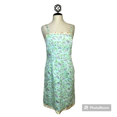 Vintage Mica Blue Red Purple Floral Cottagecore Cotton Dress Size 8 - Image 1 of 4