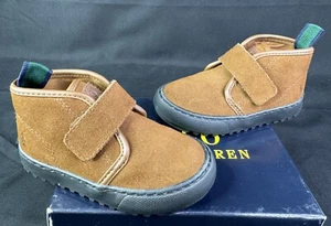 NEW TODDLER Polo Ralph Lauren Brown Leather Suede Boots High Top Shoes size 6 - Picture 1 of 9
