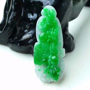 Chinese Hand-carved Emerald Sun Green Jadeite Jade Cabbage Pendant《Grade A》CERT.