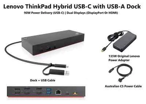 AU SELLER Genuine Lenovo 40AF 4K USB-C w/ USB-A Dock W/ ORIG 135W PSU DP HDMI - Photo 1/6