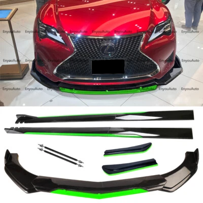 For Lexus LS460 LS500 Front Bumper Lip Spoiler 86" Side Skirt Black Green Foto 1 de 4