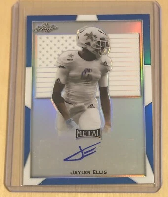 Jaylen Ellis 2019 Leaf All-American Metal Blue Flag Auto 12/12 Baylor Bears - Image 1 of 2