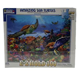 Amazing Sea Turtles White Mountain E-Z Hold Puzzle 300 Large Pieces Complete NEW