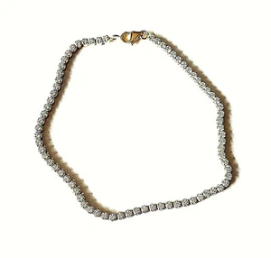 Sterling Silver Tennis Bracelet 9ct Yellow Gold Plated Set With C/Z - Picture 1 of 2