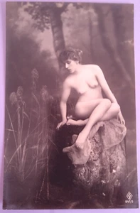c1900s Art Nouveau Nude Risque Woman HSB 841 6 Glossy RPPC Real Photo Postcard - Picture 1 of 2