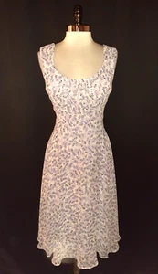 DRESSBARN Size 14 A-Line Dress Purple White Floral Sleeveless Midi - Picture 1 of 6