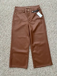 Neu mit Etikett Judy blaue Kunstlederhose braun Größe 9/29 weites Bein bauchfreies Oberteil - Bild 1 von 16