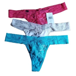 Rene Rofe Damen Spitzen Tanga 3-teiliges Set rosa weiß blau - Bild 1 von 4