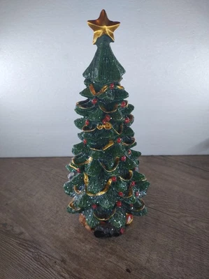 Deko Christbaum Höhe ca. 25cm Weihnachten Glitzer  Weihnachtsbaum Keramik - Bild 1 von 4