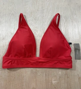 J.Crew Triangle Bikini Top Removable Padding Size Small Red New - Picture 1 of 9