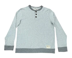 Abercrombie Fitch Mens Muscle Henley Shirt Y2K Size Medium Herringbone Preppy - Picture 1 of 6