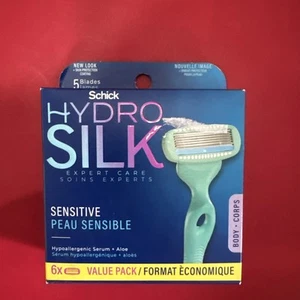 Schick Hydro Silk Sensitive Razor Blade Refills, 6 Count | 5-Blade - Picture 1 of 4