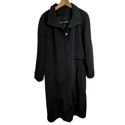 Fleet Street Black Trench Coat Women's 12 Long Rain Wind Button Up Classic - Image 1 of 4
