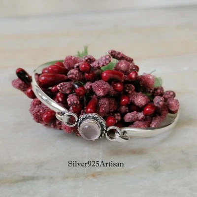 925 Sterling Silver Moonstone Gemstone Adjustable Bangle Handmade Jewelry AK7699 - Image 1 of 4