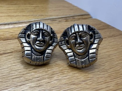 Gemelos gruesos vintage SWANK tema faraón egipcio Foto 1 de 2