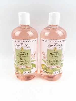 TWO Crabtree & Evelyn SWEET ALMOND OIL Bath Shower Gel 16.9 fl oz each - Image 1 of 2