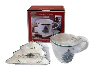 Spode Christmas Tree Porzellan Jumbo Tasse Becher & Baumform Untertasse Neu in Box - Bild 1 von 10
