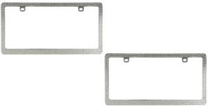 2 Universal Chrome Bling Crystal Diamonds License Plate Tag Frames for Car-Truck - Picture 1 of 1