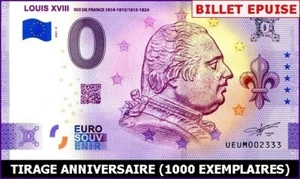 UEUM / LOUIS XVIII - ROI DE FRANCE / BILLET 0 € / NULL EURO-SCHEIN 2021-3* - Picture 1 of 1