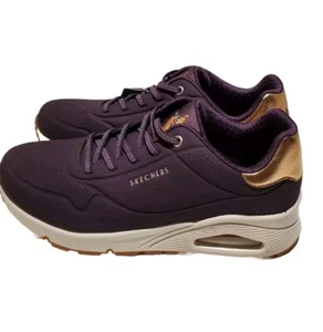 Skechers Womens Uno Shimmer Away Lace Up Dark Purple Slip On 9.5 Sneaker Shoes - Picture 1 of 6