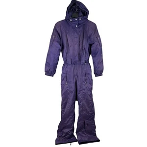 Nils One Piece Ski Suit Snowsuit Womens Size 4 Purple Snow Bib Hooded Snowboard - Picture 1 of 24