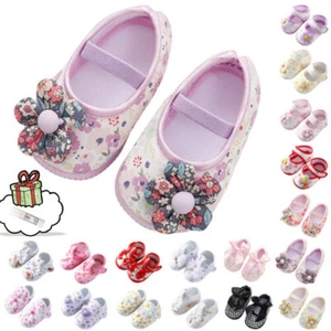 Toddler Baby Girls Soft Shoes Walkers Shoes Colorful Flowers Princess Shoes - Picture 1 of 26