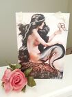 Glittered Wood Mermaid Sign 5" x 7" with Ribbon Hanger * Great Gift