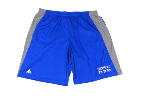 New Adidas NBA Authentics Detroit Pistons Team Issued Basketball Shorts Blue 2XL Cover