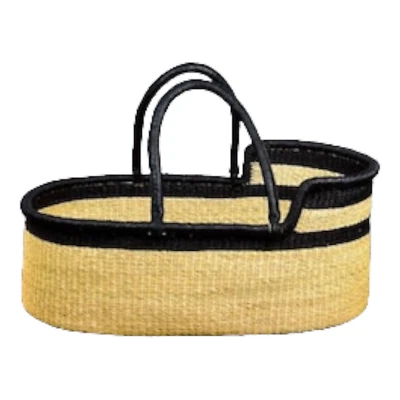 Cama de bebê Natural Moses Basket – Berço Bolga africano com acabamento preto - Imagem 1 de 3