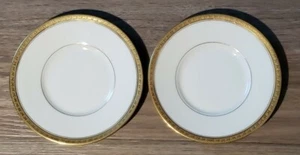 Juego de 2 Limoges vintage U.C. Platillos Francia Oro Blanco Borde Platos 5 1/8" - Imagen 1 de 7