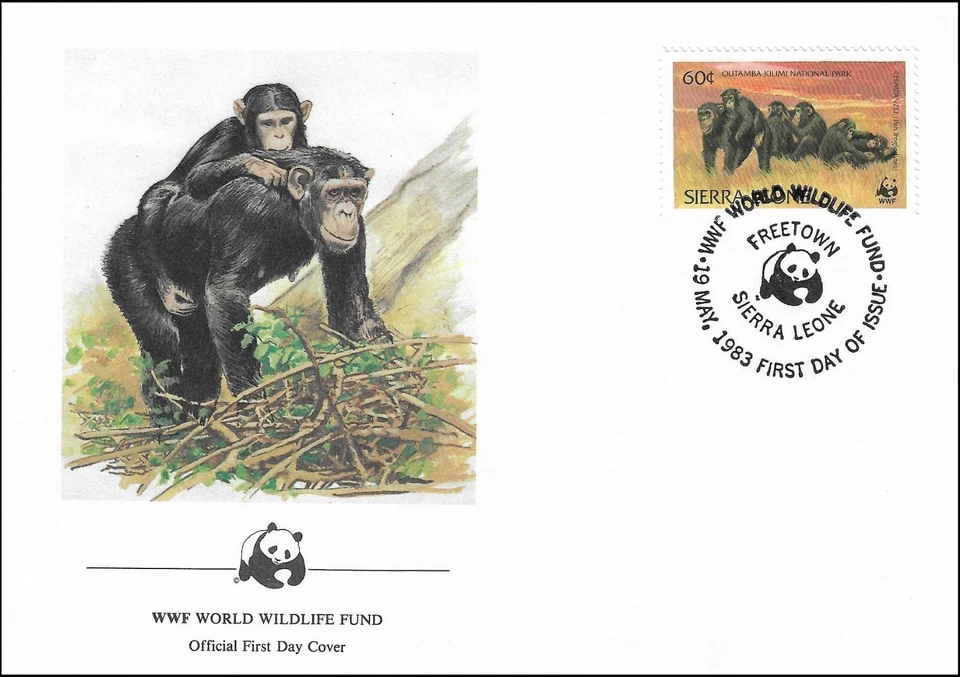 Monkey Common Chimpanzee Ape Pan Troglodytes Sierra Leone FDC Cover 1983 - Image 1 of 1
