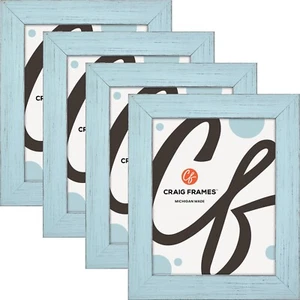 Jasper, 1.5" Sky Blue Picture Frame, Uncommon Sizes 4x9 - 17x33, 4-Pack - Picture 1 of 7