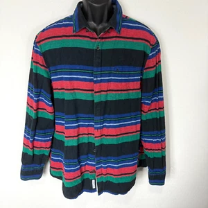 Original Penguin Blanket Stripe Flannel Shirt True Black Size XL Long Sleeve - Picture 1 of 10
