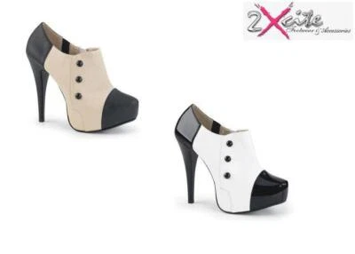 Pleaser High Heel Platform Ankle Boots 5 1/4" Button Chloe 11 Pink Label