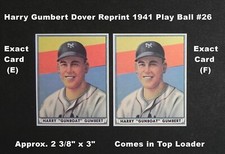 "GUNBOAT" GUMBERT Dover Reprint of 1941 Play Ball Card #26 _ Card (E) on Left